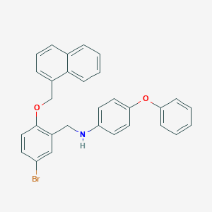 molecular formula C30H24BrNO2 B425476 N-[5-bromo-2-(naphthalen-1-ylmethoxy)benzyl]-4-phenoxyaniline 