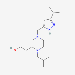 molecular formula C17H32N4O B4254783 2-{1-isobutyl-4-[(5-isopropyl-1H-pyrazol-3-yl)methyl]-2-piperazinyl}ethanol 