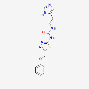 molecular formula C16H18N6O2S B4254797 N-[2-(1H-imidazol-4-yl)ethyl]-N'-{5-[(4-methylphenoxy)methyl]-1,3,4-thiadiazol-2-yl}urea trifluoroacetate 
