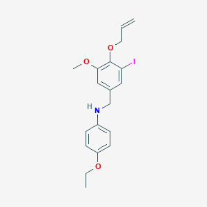 molecular formula C19H22INO3 B425484 N-[4-(allyloxy)-3-iodo-5-methoxybenzyl]-N-(4-ethoxyphenyl)amine 