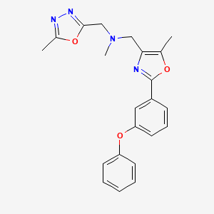 molecular formula C22H22N4O3 B4254841 N-methyl-1-(5-methyl-1,3,4-oxadiazol-2-yl)-N-{[5-methyl-2-(3-phenoxyphenyl)-1,3-oxazol-4-yl]methyl}methanamine 