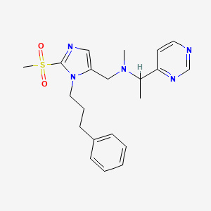 molecular formula C21H27N5O2S B4254875 N-methyl-N-{[2-(methylsulfonyl)-1-(3-phenylpropyl)-1H-imidazol-5-yl]methyl}-1-(4-pyrimidinyl)ethanamine 