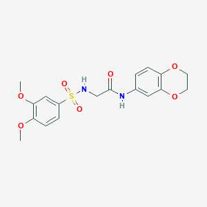 molecular formula C18H20N2O7S B425488 N-(2,3-Dihydro-benzo[1,4]dioxin-6-yl)-2-(3,4-dimethoxy-benzenesulfonylamino)-acetamide 