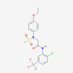 molecular formula C18H18ClF3N2O4S B425489 N-[2-chloro-5-(trifluoromethyl)phenyl]-2-[4-ethoxy(methylsulfonyl)anilino]acetamide 