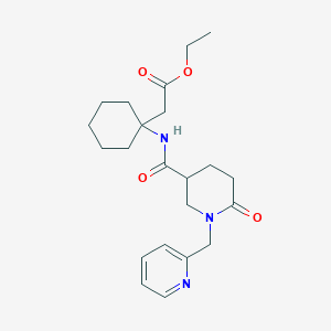 molecular formula C22H31N3O4 B4254920 ethyl [1-({[6-oxo-1-(2-pyridinylmethyl)-3-piperidinyl]carbonyl}amino)cyclohexyl]acetate 