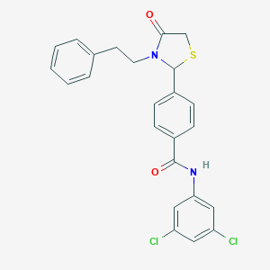 molecular formula C24H20Cl2N2O2S B425495 N-(3,5-dichlorophenyl)-4-[4-oxo-3-(2-phenylethyl)-1,3-thiazolidin-2-yl]benzamide 
