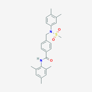 molecular formula C26H30N2O3S B425498 4-{[(3,4-dimethylphenyl)(methylsulfonyl)amino]methyl}-N-(2,4,6-trimethylphenyl)benzamide 