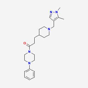 molecular formula C24H35N5O B4254982 1-(3-{1-[(1,5-dimethyl-1H-pyrazol-4-yl)methyl]-4-piperidinyl}propanoyl)-4-phenylpiperazine 