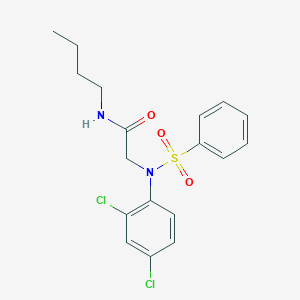 molecular formula C18H20Cl2N2O3S B425499 N-butyl-2-[2,4-dichloro(phenylsulfonyl)anilino]acetamide 
