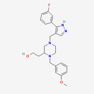 molecular formula C24H29FN4O2 B4254991 2-[4-{[3-(3-fluorophenyl)-1H-pyrazol-4-yl]methyl}-1-(3-methoxybenzyl)-2-piperazinyl]ethanol 