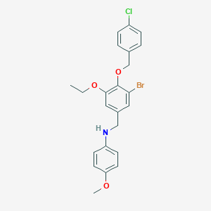 molecular formula C23H23BrClNO3 B425500 N-{3-bromo-4-[(4-chlorobenzyl)oxy]-5-ethoxybenzyl}-4-methoxyaniline 