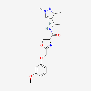 molecular formula C19H22N4O4 B4255021 N-[1-(1,3-dimethyl-1H-pyrazol-4-yl)ethyl]-2-[(3-methoxyphenoxy)methyl]-1,3-oxazole-4-carboxamide 