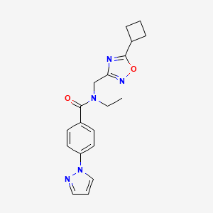 molecular formula C19H21N5O2 B4255035 N-[(5-cyclobutyl-1,2,4-oxadiazol-3-yl)methyl]-N-ethyl-4-(1H-pyrazol-1-yl)benzamide 