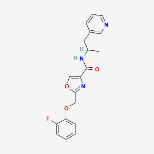 molecular formula C19H18FN3O3 B4255078 2-[(2-fluorophenoxy)methyl]-N-[1-methyl-2-(3-pyridinyl)ethyl]-1,3-oxazole-4-carboxamide 