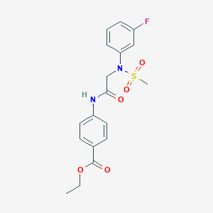 molecular formula C18H19FN2O5S B425509 ethyl 4-{[N-(3-fluorophenyl)-N-(methylsulfonyl)glycyl]amino}benzoate 
