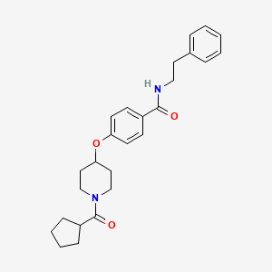 molecular formula C26H32N2O3 B4255091 4-{[1-(cyclopentylcarbonyl)-4-piperidinyl]oxy}-N-(2-phenylethyl)benzamide 