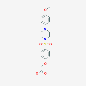 molecular formula C20H24N2O6S B425510 Methyl (4-{[4-(4-methoxyphenyl)-1-piperazinyl]sulfonyl}phenoxy)acetate 