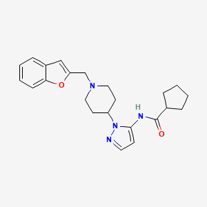 molecular formula C23H28N4O2 B4255103 N-{1-[1-(1-benzofuran-2-ylmethyl)-4-piperidinyl]-1H-pyrazol-5-yl}cyclopentanecarboxamide 