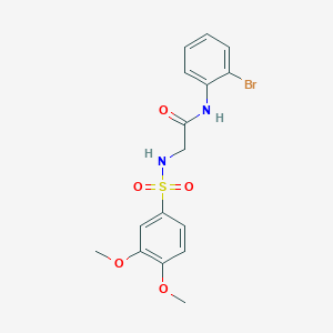 molecular formula C16H17BrN2O5S B425511 N-(2-bromophenyl)-2-{[(3,4-dimethoxyphenyl)sulfonyl]amino}acetamide 