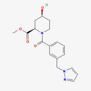 molecular formula C18H21N3O4 B4255116 methyl (2R*,4S*)-4-hydroxy-1-[3-(1H-pyrazol-1-ylmethyl)benzoyl]piperidine-2-carboxylate 