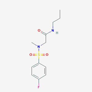 molecular formula C12H17FN2O3S B425512 2-[[(4-fluorophenyl)sulfonyl](methyl)amino]-N-propylacetamide 