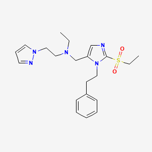 molecular formula C21H29N5O2S B4255150 N-ethyl-N-{[2-(ethylsulfonyl)-1-(2-phenylethyl)-1H-imidazol-5-yl]methyl}-2-(1H-pyrazol-1-yl)ethanamine 
