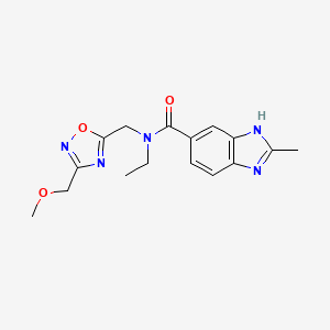 molecular formula C16H19N5O3 B4255156 N-ethyl-N-{[3-(methoxymethyl)-1,2,4-oxadiazol-5-yl]methyl}-2-methyl-1H-benzimidazole-5-carboxamide 