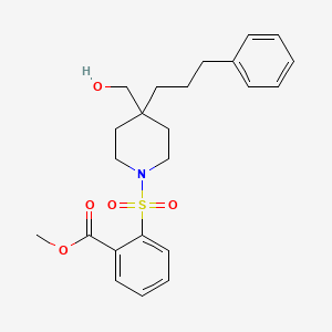 molecular formula C23H29NO5S B4255168 methyl 2-{[4-(hydroxymethyl)-4-(3-phenylpropyl)-1-piperidinyl]sulfonyl}benzoate 