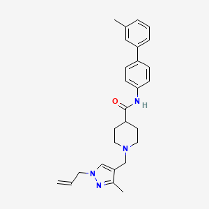 molecular formula C27H32N4O B4255175 1-[(1-allyl-3-methyl-1H-pyrazol-4-yl)methyl]-N-(3'-methyl-4-biphenylyl)-4-piperidinecarboxamide 