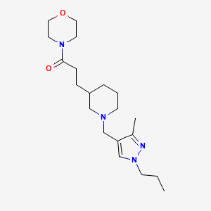 molecular formula C20H34N4O2 B4255192 4-(3-{1-[(3-methyl-1-propyl-1H-pyrazol-4-yl)methyl]-3-piperidinyl}propanoyl)morpholine 