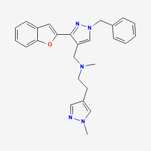 molecular formula C26H27N5O B4255231 N-{[3-(1-benzofuran-2-yl)-1-benzyl-1H-pyrazol-4-yl]methyl}-N-methyl-2-(1-methyl-1H-pyrazol-4-yl)ethanamine 