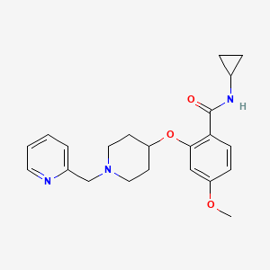 molecular formula C22H27N3O3 B4255245 N-cyclopropyl-4-methoxy-2-{[1-(2-pyridinylmethyl)-4-piperidinyl]oxy}benzamide 