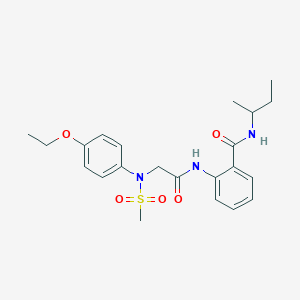 molecular formula C22H29N3O5S B425528 N-(sec-butyl)-2-({[4-ethoxy(methylsulfonyl)anilino]acetyl}amino)benzamide 