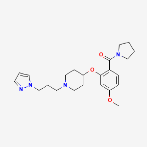 molecular formula C23H32N4O3 B4255281 4-[5-methoxy-2-(1-pyrrolidinylcarbonyl)phenoxy]-1-[3-(1H-pyrazol-1-yl)propyl]piperidine 