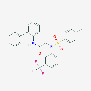 molecular formula C28H23F3N2O3S B425529 N-[1,1'-biphenyl]-2-yl-2-[[(4-methylphenyl)sulfonyl]-3-(trifluoromethyl)anilino]acetamide 