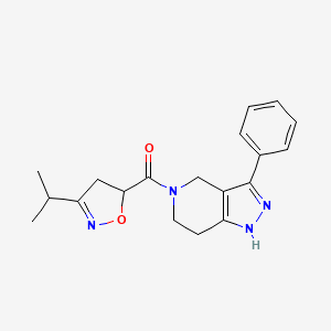 molecular formula C19H22N4O2 B4255301 5-[(3-isopropyl-4,5-dihydro-5-isoxazolyl)carbonyl]-3-phenyl-4,5,6,7-tetrahydro-1H-pyrazolo[4,3-c]pyridine 