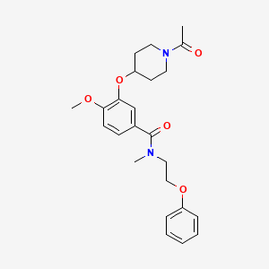 molecular formula C24H30N2O5 B4255333 3-[(1-acetyl-4-piperidinyl)oxy]-4-methoxy-N-methyl-N-(2-phenoxyethyl)benzamide 