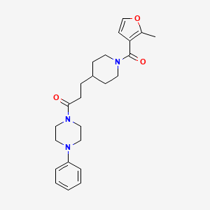 molecular formula C24H31N3O3 B4255342 1-{3-[1-(2-methyl-3-furoyl)-4-piperidinyl]propanoyl}-4-phenylpiperazine 