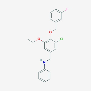 molecular formula C22H21ClFNO2 B425536 N-{3-chloro-5-ethoxy-4-[(3-fluorobenzyl)oxy]benzyl}aniline 