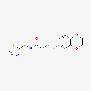 molecular formula C17H20N2O3S2 B4255362 3-(2,3-dihydro-1,4-benzodioxin-6-ylthio)-N-methyl-N-[1-(1,3-thiazol-2-yl)ethyl]propanamide 