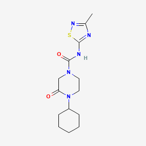 molecular formula C14H21N5O2S B4255369 4-cyclohexyl-N-(3-methyl-1,2,4-thiadiazol-5-yl)-3-oxopiperazine-1-carboxamide 