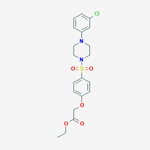 molecular formula C20H23ClN2O5S B425537 Ethyl (4-{[4-(3-chlorophenyl)-1-piperazinyl]sulfonyl}phenoxy)acetate 