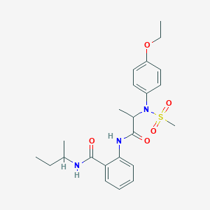 molecular formula C23H31N3O5S B425541 N-(sec-butyl)-2-({2-[4-ethoxy(methylsulfonyl)anilino]propanoyl}amino)benzamide 