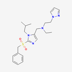 molecular formula C22H31N5O2S B4255410 N-{[2-(benzylsulfonyl)-1-isobutyl-1H-imidazol-5-yl]methyl}-N-ethyl-2-(1H-pyrazol-1-yl)ethanamine 
