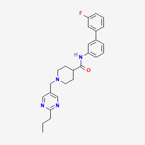 molecular formula C26H29FN4O B4255418 N-(3'-fluoro-3-biphenylyl)-1-[(2-propyl-5-pyrimidinyl)methyl]-4-piperidinecarboxamide 