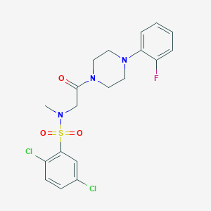 molecular formula C19H20Cl2FN3O3S B425542 2,5-dichloro-N-{2-[4-(2-fluorophenyl)-1-piperazinyl]-2-oxoethyl}-N-methylbenzenesulfonamide 