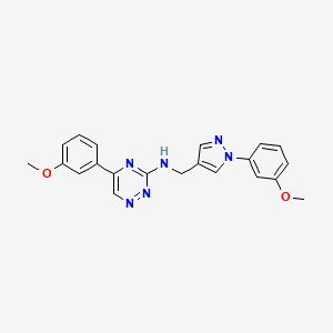 molecular formula C21H20N6O2 B4255428 5-(3-methoxyphenyl)-N-{[1-(3-methoxyphenyl)-1H-pyrazol-4-yl]methyl}-1,2,4-triazin-3-amine 