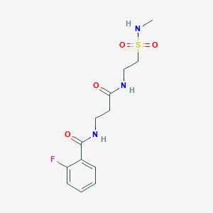 molecular formula C13H18FN3O4S B4255444 2-fluoro-N-[3-({2-[(methylamino)sulfonyl]ethyl}amino)-3-oxopropyl]benzamide 