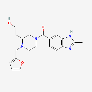 molecular formula C20H24N4O3 B4255458 2-{1-(2-furylmethyl)-4-[(2-methyl-1H-benzimidazol-5-yl)carbonyl]piperazin-2-yl}ethanol 