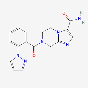 molecular formula C17H16N6O2 B4255483 7-[2-(1H-pyrazol-1-yl)benzoyl]-5,6,7,8-tetrahydroimidazo[1,2-a]pyrazine-3-carboxamide 